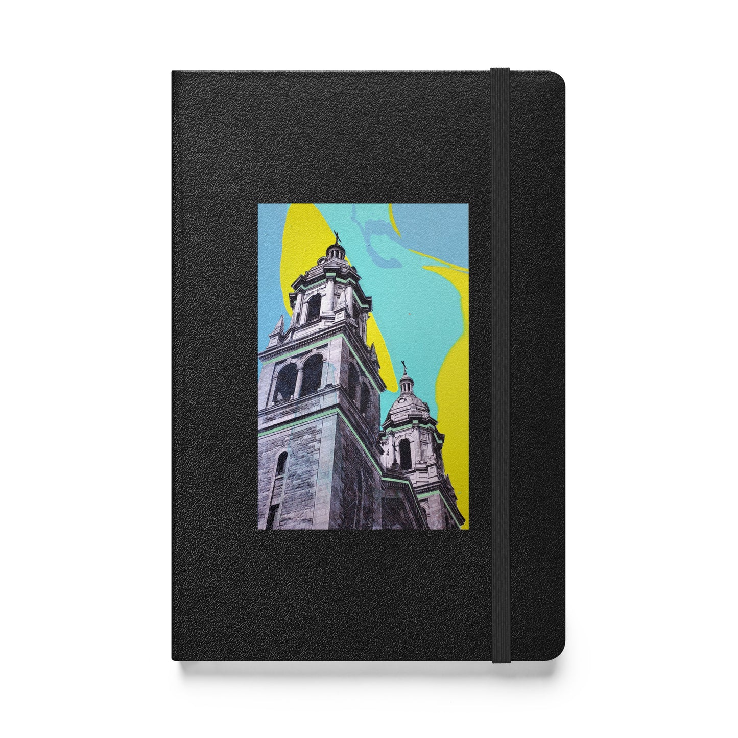 Hardcover bound notebook with architectural design