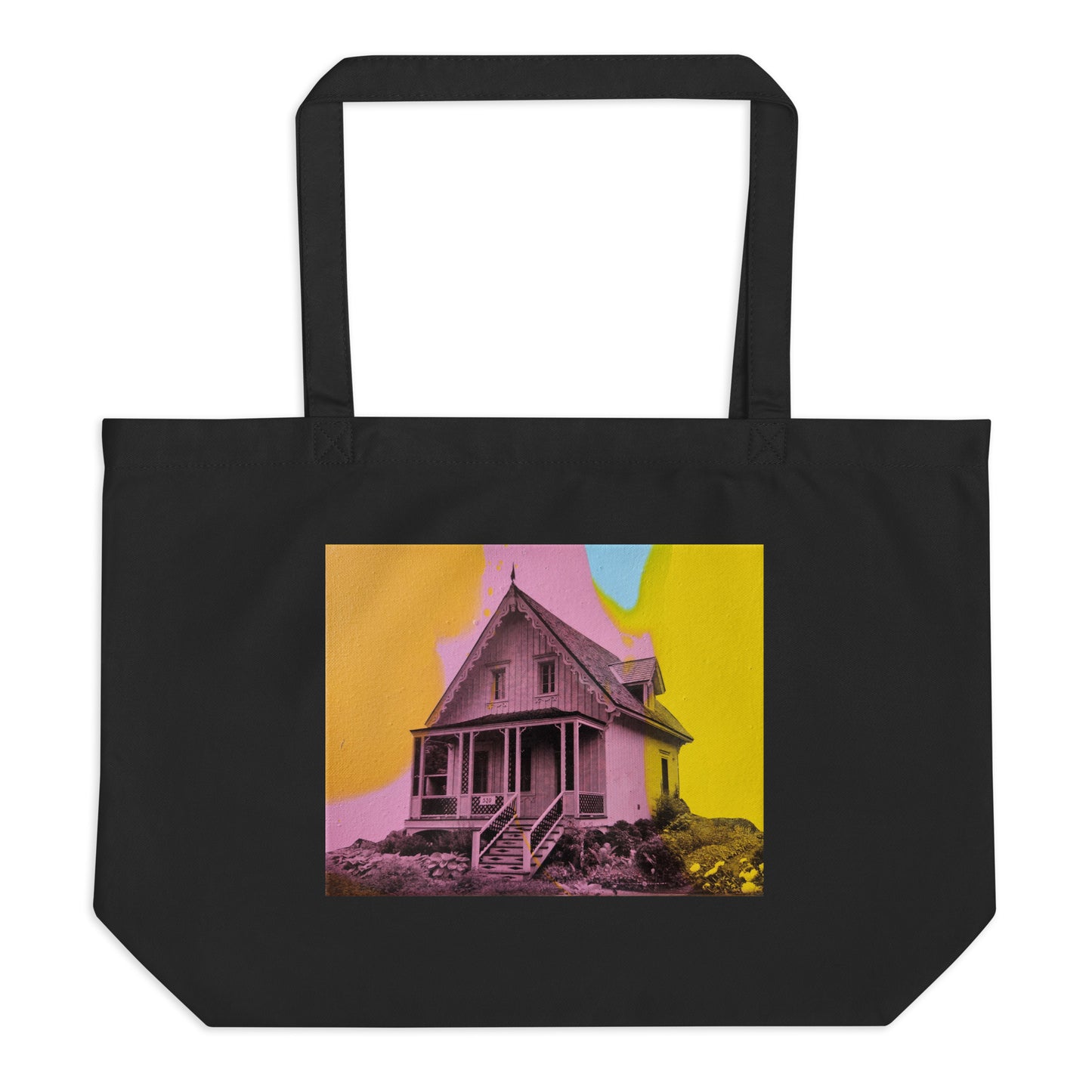 Large organic tote bag with architectural design