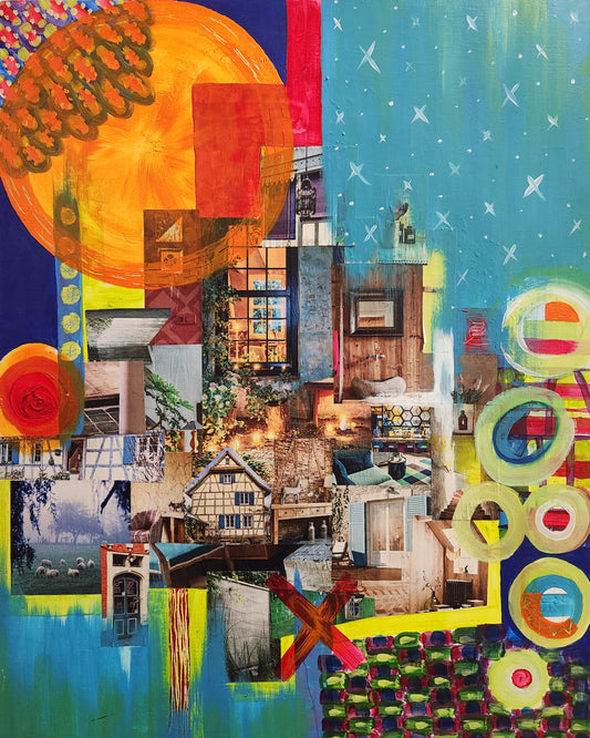architecture collage painting